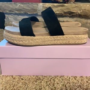 Madden Girl Black Espadrilles Slides-size 9